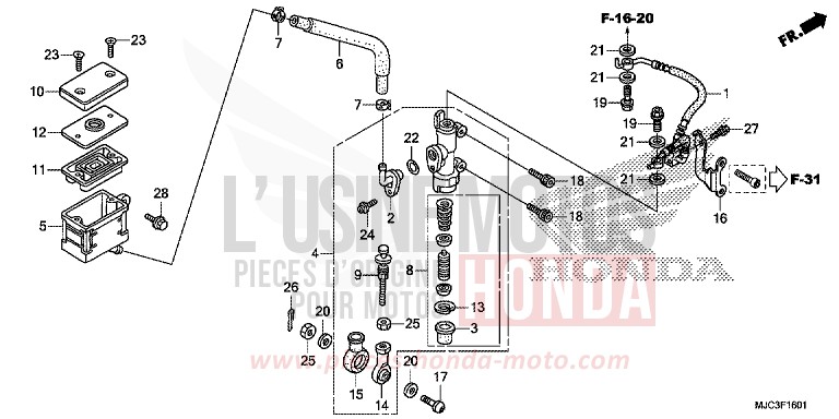 REAR BRAKE MASTER CYLINDER (CBR600RA) de CBR600RR ABS VIBRANT ORANGE (YR250) 2013